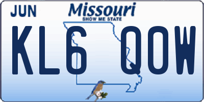 MO license plate KL6Q0W