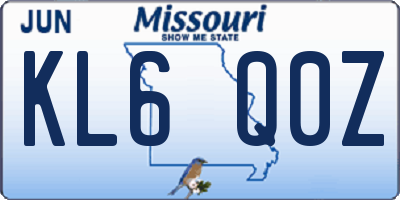 MO license plate KL6Q0Z