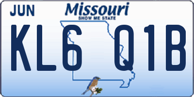 MO license plate KL6Q1B