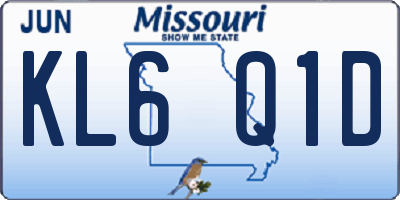 MO license plate KL6Q1D
