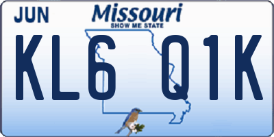 MO license plate KL6Q1K