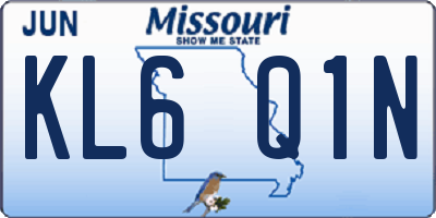 MO license plate KL6Q1N