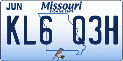 MO license plate KL6Q3H