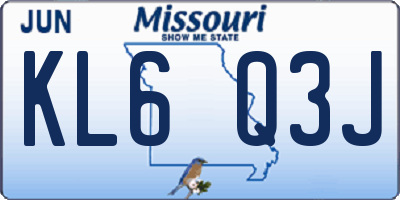 MO license plate KL6Q3J