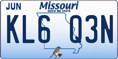 MO license plate KL6Q3N