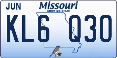MO license plate KL6Q3O