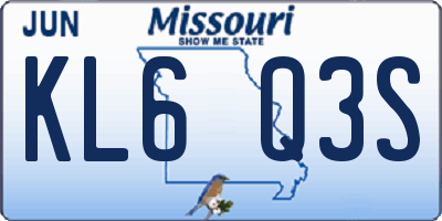 MO license plate KL6Q3S