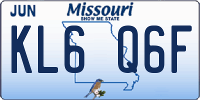 MO license plate KL6Q6F