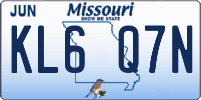 MO license plate KL6Q7N