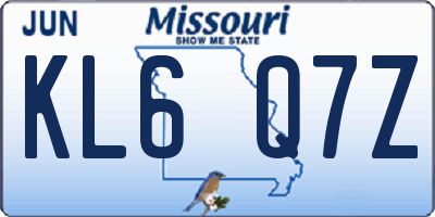 MO license plate KL6Q7Z