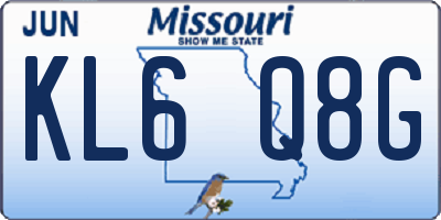 MO license plate KL6Q8G