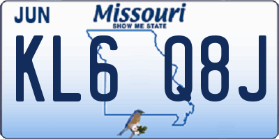 MO license plate KL6Q8J