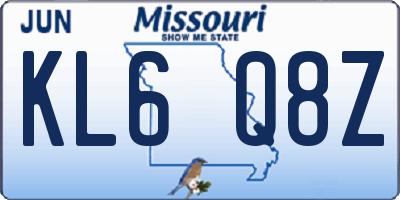 MO license plate KL6Q8Z