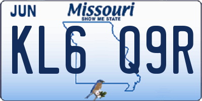 MO license plate KL6Q9R