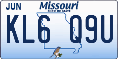 MO license plate KL6Q9U