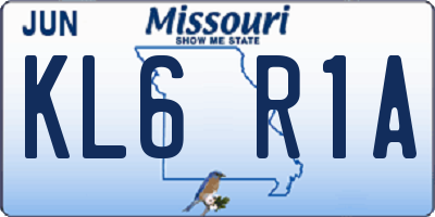 MO license plate KL6R1A
