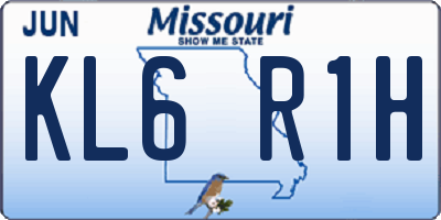 MO license plate KL6R1H