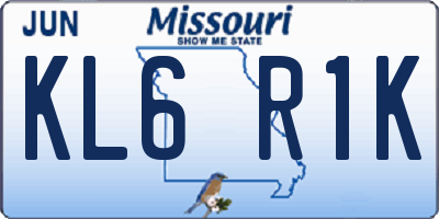 MO license plate KL6R1K