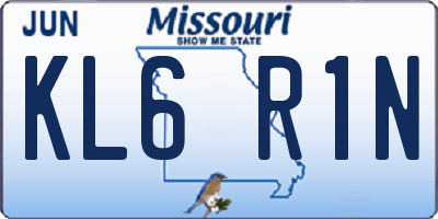 MO license plate KL6R1N
