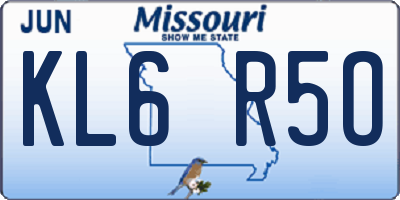 MO license plate KL6R5O