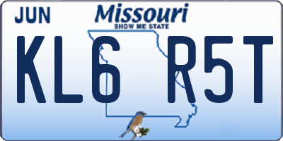 MO license plate KL6R5T