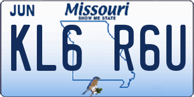 MO license plate KL6R6U
