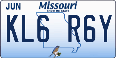 MO license plate KL6R6Y