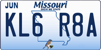 MO license plate KL6R8A