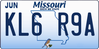 MO license plate KL6R9A