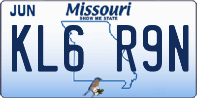 MO license plate KL6R9N