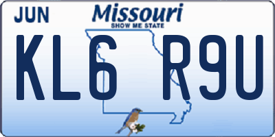 MO license plate KL6R9U