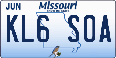 MO license plate KL6S0A