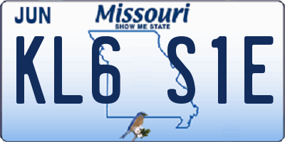 MO license plate KL6S1E