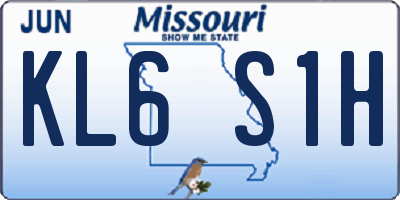 MO license plate KL6S1H