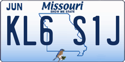 MO license plate KL6S1J