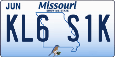 MO license plate KL6S1K