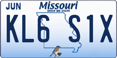 MO license plate KL6S1X