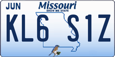 MO license plate KL6S1Z