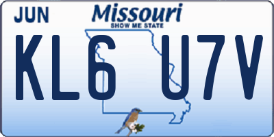 MO license plate KL6U7V