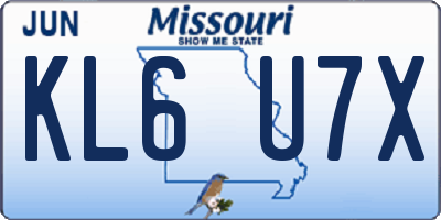 MO license plate KL6U7X