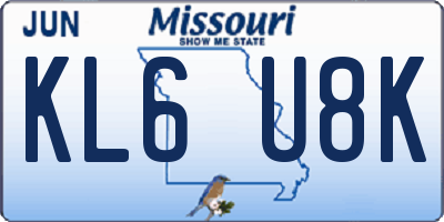 MO license plate KL6U8K
