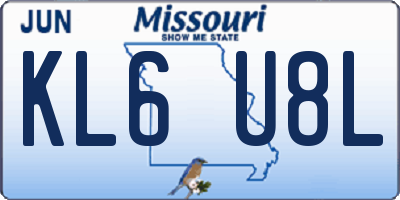 MO license plate KL6U8L