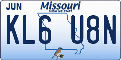 MO license plate KL6U8N
