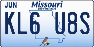 MO license plate KL6U8S