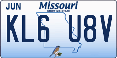 MO license plate KL6U8V