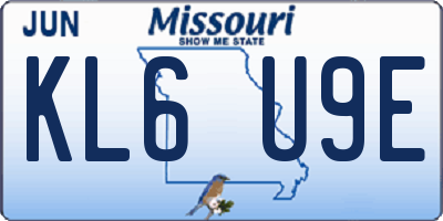 MO license plate KL6U9E