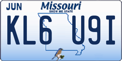 MO license plate KL6U9I
