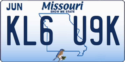 MO license plate KL6U9K