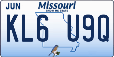 MO license plate KL6U9Q