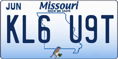 MO license plate KL6U9T